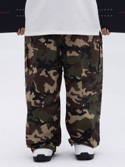 Men's Double Knee Mountain Freestyle Baggy Camo Snow Pants