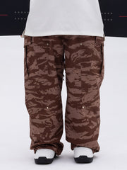 Men's Double Knee Mountain Freestyle Baggy Camo Snow Pants