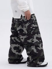 Women's Double Knee Mountain Freestyle Baggy Camo Snow Pants