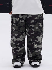 Men's Double Knee Mountain Freestyle Baggy Camo Snow Pants