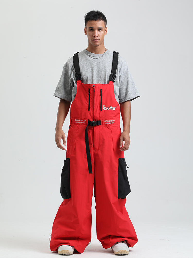 GSOU SNOW - Petos de snowboard para hombre, petos de esquí muy holgados, pantalones de nieve holgados, monos impermeables con aislamiento para invierno