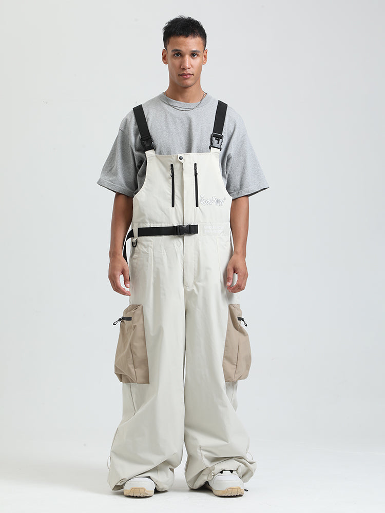 GSOU SCHNEE Männer Snowboard Lätzchen Super Baggy Ski Lätzchen Lose Schnee Hosen Overalls Wasserdicht