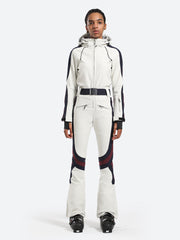 Over Ski Women's Vertical Stripes One Piece Ski Suit With Hood