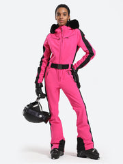 Traje de esquí de una pieza de piel sintética para mujer Over Ski 