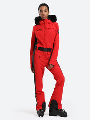 Gsou Snow Women's Classic Faux Fur One Piece Ski Suit
