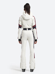 Over Ski Women's Vertical Stripes One Piece Ski Suit With Hood