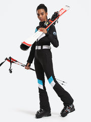 Over Ski Women's Stripe One Piece Ski Suit With Hood