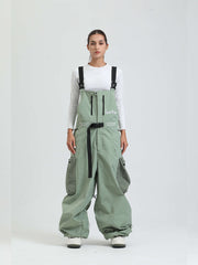 GSOU SNOW Womens Snowboard Bibs Super Baggy Ski Bibs Loose Snow Pants Overalls Waterproof Insulated Winter