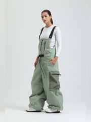 GSOU SNOW Womens Snowboard Bibs Super Baggy Ski Bibs Loose Snow Pants Overalls Waterproof Insulated Winter