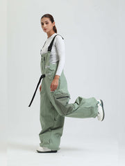 GSOU SNOW Womens Snowboard Bibs Super Baggy Ski Bibs Loose Snow Pants Overalls Waterproof Insulated Winter