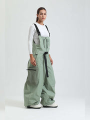 GSOU SNOW Womens Snowboard Bibs Super Baggy Ski Bibs Loose Snow Pants Overalls Waterproof Insulated Winter