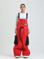 GSOU SNOW Womens Snowboard Bibs Super Baggy Ski Bibs Loose Snow Pants Overalls Waterproof Insulated Winter