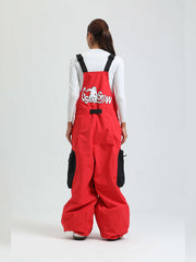 GSOU SNOW Womens Snowboard Bibs Super Baggy Ski Bibs Loose Snow Pants Overalls Waterproof Insulated Winter