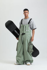 GSOU SNOW - Petos de snowboard para hombre, petos de esquí muy holgados, pantalones de nieve holgados, monos impermeables con aislamiento para invierno