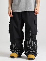 Men's Gsou Snow Furious Spark Reflective Fire Cargo Snow Pants