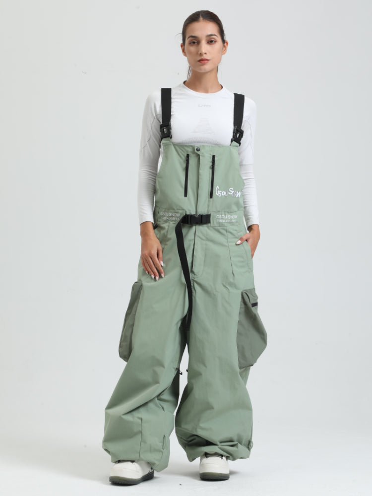 GSOU SNOW Petos de snowboard para mujer Petos de esquí súper holgados Pantalones de nieve sueltos Monos impermeables con aislamiento para invierno