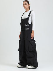 GSOU SNOW Womens Snowboard Bibs Super Baggy Ski Bibs Loose Snow Pants Overalls Waterproof Insulated Winter