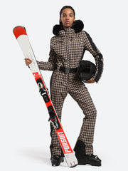 Traje de esquí de una pieza de piel sintética para mujer Over Ski 