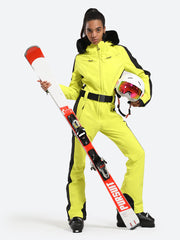 Traje de esquí de una pieza de piel sintética para mujer Over Ski 