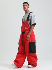 GSOU SNOW - Petos de snowboard para hombre, petos de esquí muy holgados, pantalones de nieve holgados, monos impermeables con aislamiento para invierno