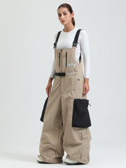 GSOU SNOW Petos de snowboard para mujer Petos de esquí súper holgados Pantalones de nieve sueltos Monos impermeables con aislamiento para invierno