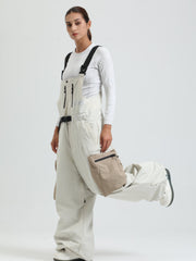 GSOU SNOW Womens Snowboard Bibs Super Baggy Ski Bibs Loose Snow Pants Overalls Waterproof Insulated Winter