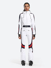 Over Ski Women's Vertical Stripes One Piece Ski Suit With Hood
