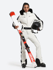Traje de esquí de una pieza de piel sintética para mujer Over Ski 