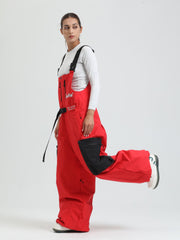 GSOU SNOW Womens Snowboard Bibs Super Baggy Ski Bibs Loose Snow Pants Overalls Waterproof Insulated Winter