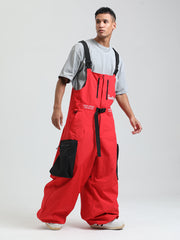 GSOU SNOW - Petos de snowboard para hombre, petos de esquí muy holgados, pantalones de nieve holgados, monos impermeables con aislamiento para invierno