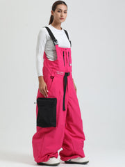 GSOU SNOW Womens Snowboard Bibs Super Baggy Ski Bibs Loose Snow Pants Overalls Waterproof Insulated Winter