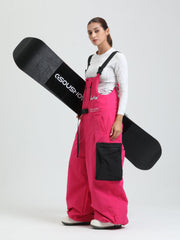 GSOU SNOW Womens Snowboard Bibs Super Baggy Ski Bibs Loose Snow Pants Overalls Waterproof Insulated Winter