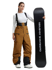 Women's Gsou Snow Durable Mountain Pro All Function Cargo Snow Bibs Pants
