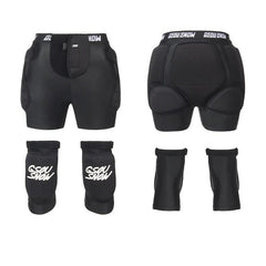 Gsou Snow Adult Black Ski Snowboard Protective Gear Shorts And Knee Pads Set