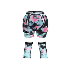 Gsou Snow Adult Powder Blue Tie-dye Ski/Snowboard Protective Gear Shorts And Knee Pads Set