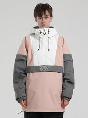 Men's Black & White Kangaroo Pocket Waterproof Baggy Snowboard Anoraks