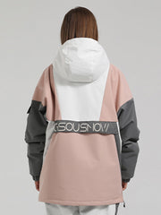 Men's White & Black Kangaroo Pocket Waterproof Baggy Snowboard Anoraks