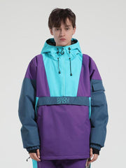 Men's Black & White Kangaroo Pocket Waterproof Baggy Snowboard Anoraks