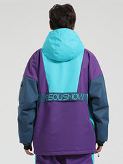Men's Black & White Kangaroo Pocket Waterproof Baggy Snowboard Anoraks