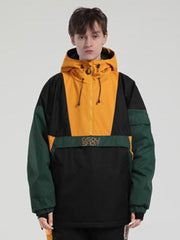 Men's Black & White Kangaroo Pocket Waterproof Baggy Snowboard Anoraks