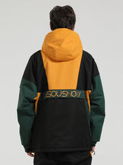 Men's White & Black Kangaroo Pocket Waterproof Baggy Snowboard Anoraks