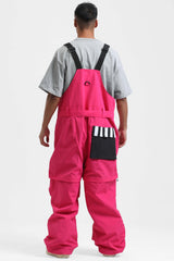 Peto para nieve holgado con múltiples bolsillos y cremalleras desmontables en color negro para hombre
