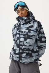 Women's Army Green Face Vented Multi-pocket Fully Waterproof Snow Jacket
