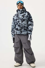 Women's Army Green Face Vented Multi-pocket Fully Waterproof Snow Jacket