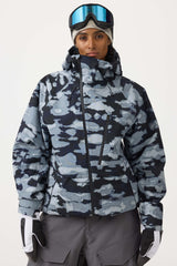 Women's Army Green Face Vented Multi-pocket Fully Waterproof Snow Jacket