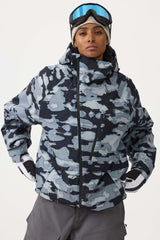 Women's Army Green Face Vented Multi-pocket Fully Waterproof Snow Jacket