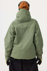 Women's Army Green Face Vented Multi-pocket Fully Waterproof Snow Jacket