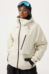 Women's Army Green Face Vented Multi-pocket Fully Waterproof Snow Jacket