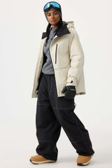 Women's Army Green Face Vented Multi-pocket Fully Waterproof Snow Jacket