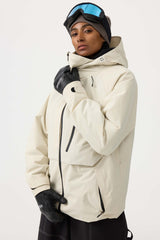Women's Army Green Face Vented Multi-pocket Fully Waterproof Snow Jacket